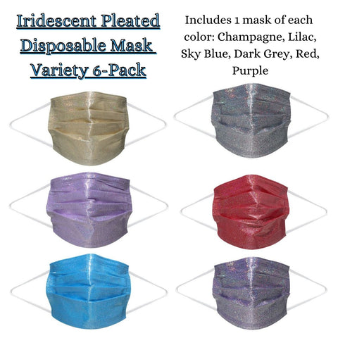 Iridescent Pleated Disposable Mask Variety 6-Pack