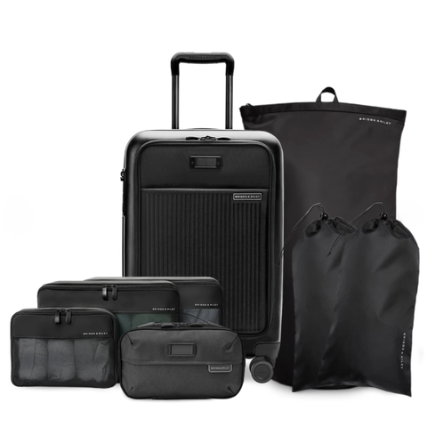 Essential Set (Essential 22" Front Pocket Carry-On Expandable Spinner + Carry-On Compression Packing Cube Set + Zippered Laundry Bag + Shoe Bags + Expandable Essentials Kit)