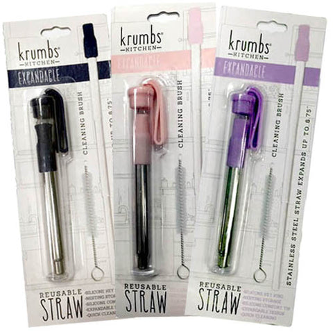 Expandable Metal Reusable Straw - 3 Pack